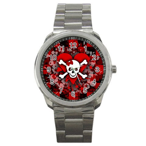 Skull Romance  Sport Metal Watch from ArtsNow.com Front