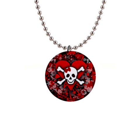 Skull Romance  1  Button Necklace from ArtsNow.com Front