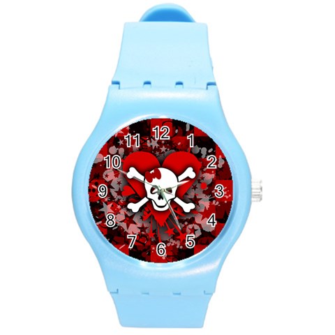 Skull Romance  Round Plastic Sport Watch Medium from ArtsNow.com Front