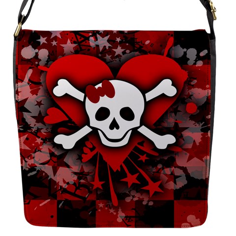 Skull Romance  Flap closure messenger bag (Small) from ArtsNow.com Front