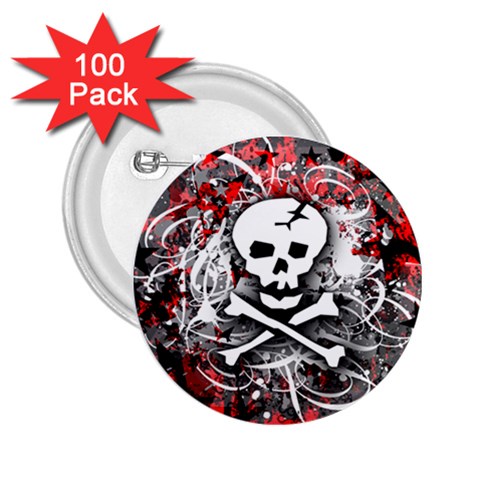 Skull Splatter 2.25  Button (100 pack) from ArtsNow.com Front