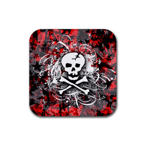 Skull Splatter Rubber Coaster (Square) from ArtsNow.com Front