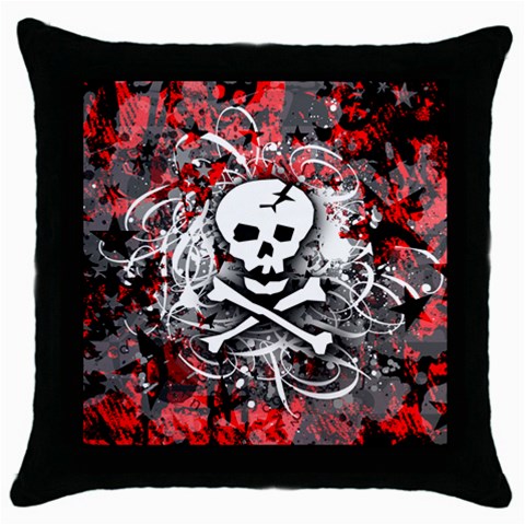 Skull Splatter Throw Pillow Case (Black) from ArtsNow.com Front