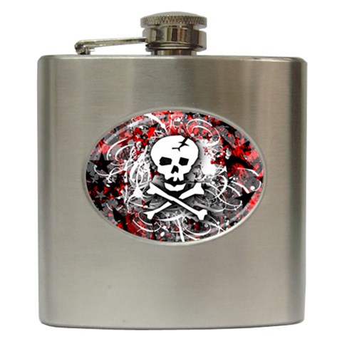 Skull Splatter Hip Flask (6 oz) from ArtsNow.com Front