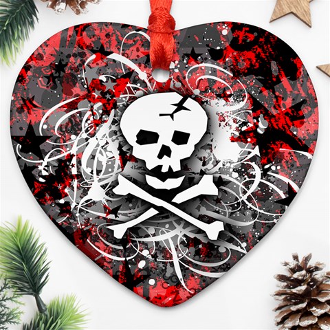 Skull Splatter Heart Ornament (Two Sides) from ArtsNow.com Front