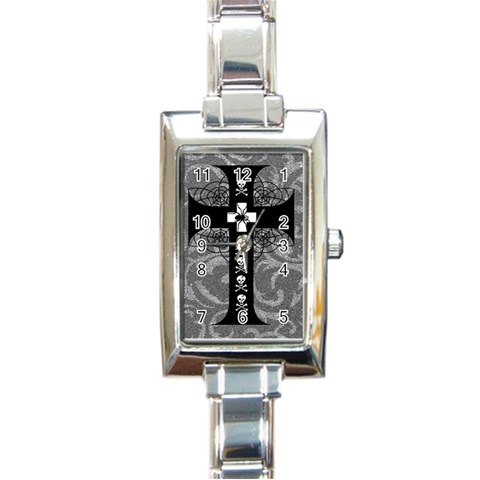 Spider Web Cross Rectangular Italian Charm Watch from ArtsNow.com Front