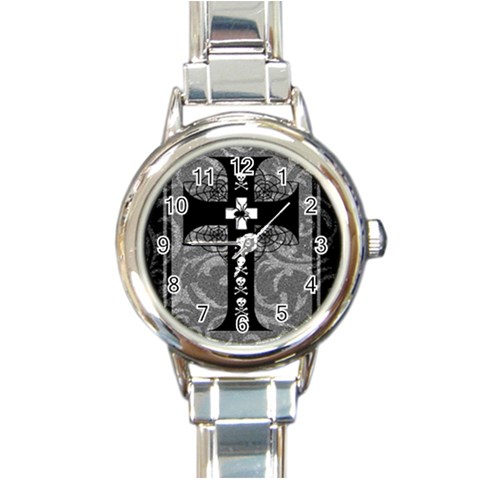 Spider Web Cross Round Italian Charm Watch from ArtsNow.com Front