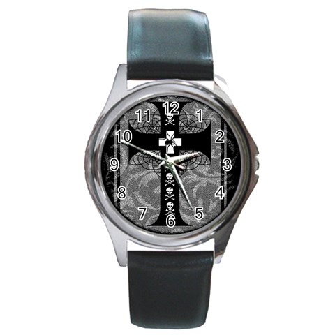 Spider Web Cross Round Metal Watch from ArtsNow.com Front