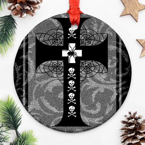 Spider Web Cross Ornament (Round) from ArtsNow.com Front