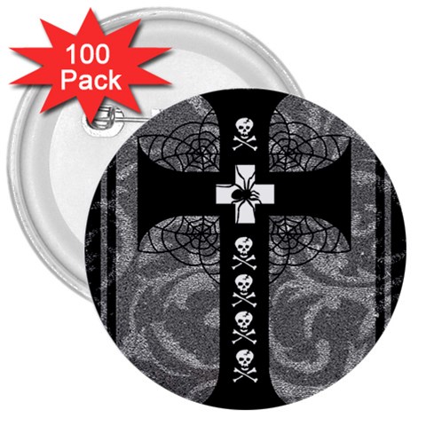 Spider Web Cross 3  Button (100 pack) from ArtsNow.com Front