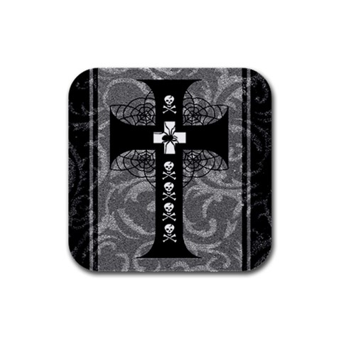 Spider Web Cross Rubber Square Coaster (4 pack) from ArtsNow.com Front