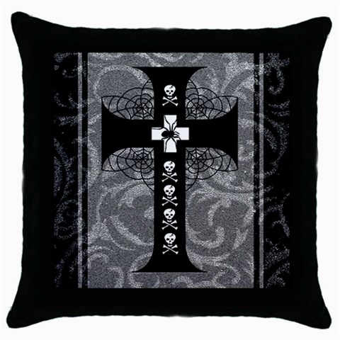 Spider Web Cross Throw Pillow Case (Black) from ArtsNow.com Front