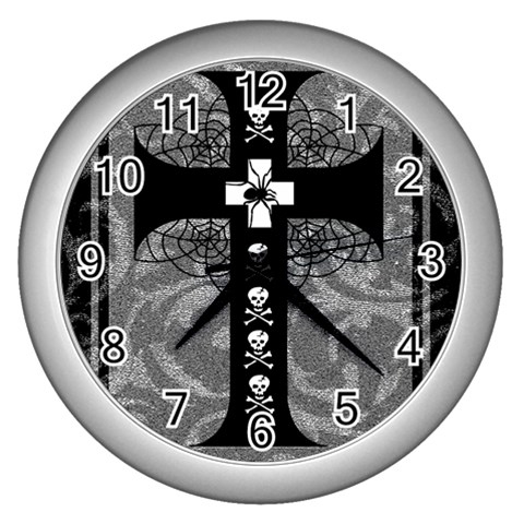 Spider Web Cross Wall Clock (Silver) from ArtsNow.com Front