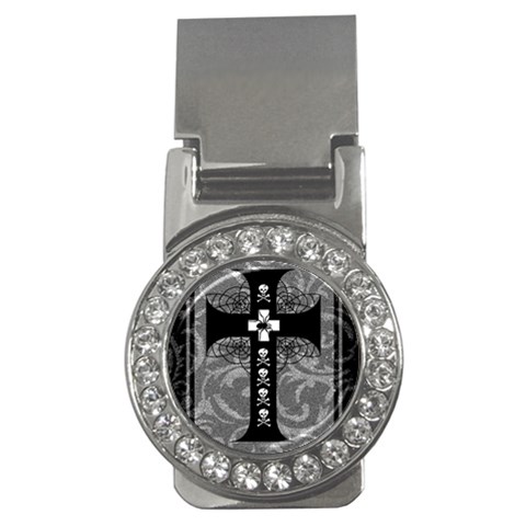 Spider Web Cross Money Clip (CZ) from ArtsNow.com Front