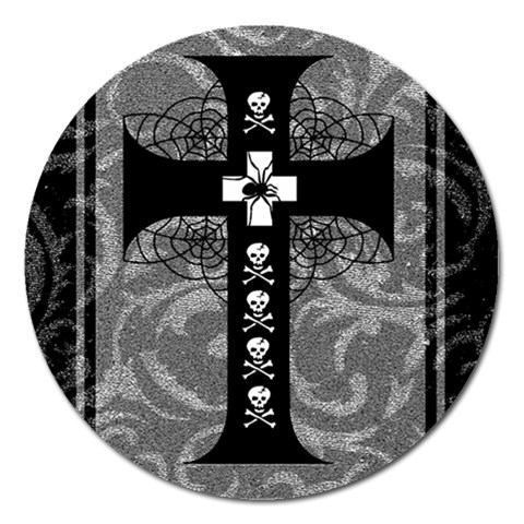 Spider Web Cross Magnet 5  (Round) from ArtsNow.com Front