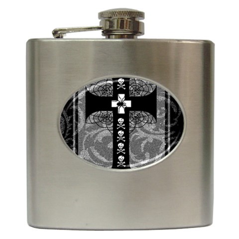 Spider Web Cross Hip Flask (6 oz) from ArtsNow.com Front