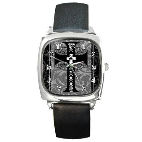 Spider Web Cross Square Metal Watch from ArtsNow.com Front