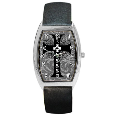 Spider Web Cross Barrel Style Metal Watch from ArtsNow.com Front