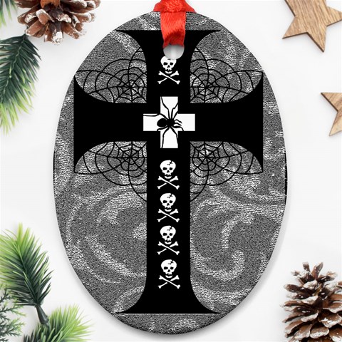 Spider Web Cross Oval Ornament (Two Sides) from ArtsNow.com Front