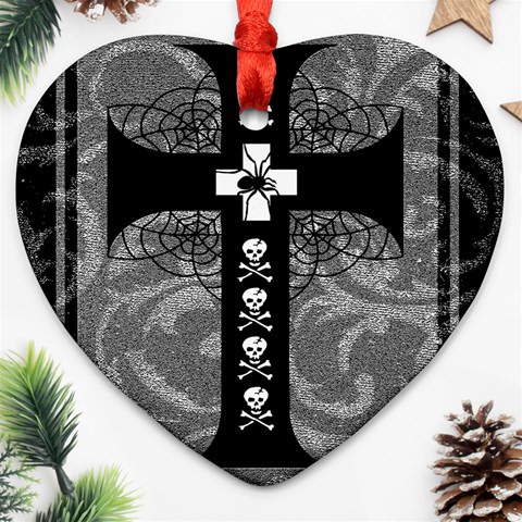 Spider Web Cross Heart Ornament (Two Sides) from ArtsNow.com Front