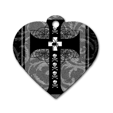 Spider Web Cross Dog Tag Heart (One Side) from ArtsNow.com Front