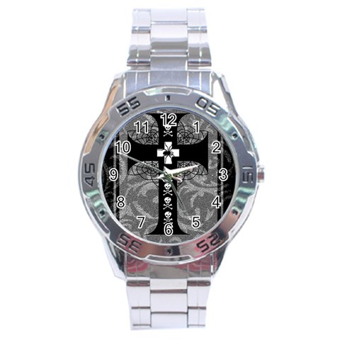 Spider Web Cross Stainless Steel Analogue Men’s Watch from ArtsNow.com Front