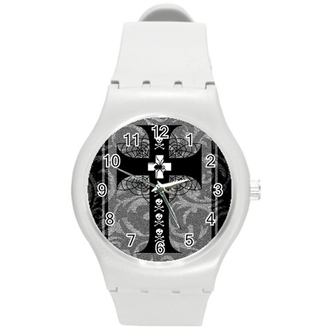 Spider Web Cross Round Plastic Sport Watch Medium from ArtsNow.com Front