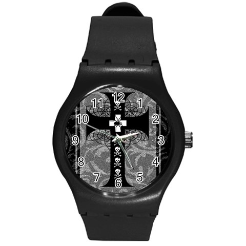 Spider Web Cross Round Plastic Sport Watch Medium from ArtsNow.com Front