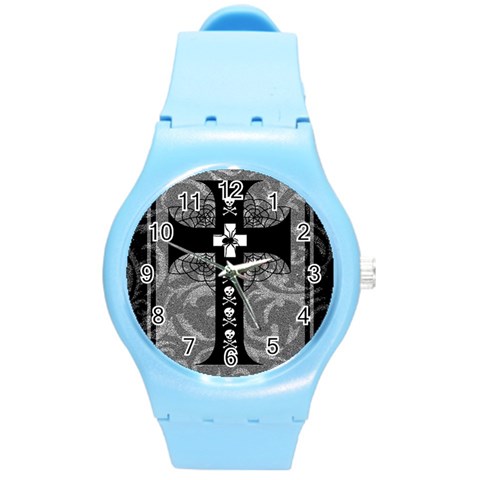 Spider Web Cross Round Plastic Sport Watch Medium from ArtsNow.com Front