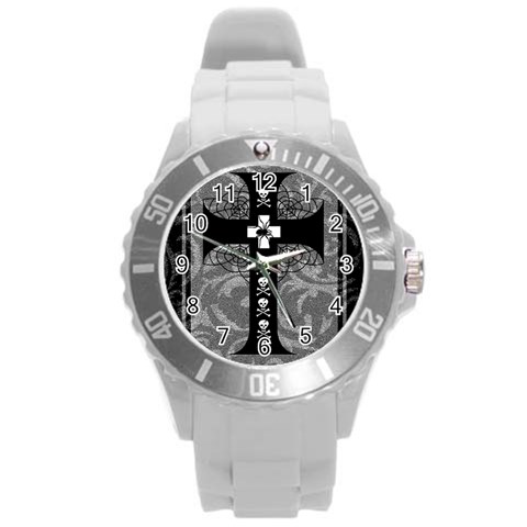 Spider Web Cross Round Plastic Sport Watch Large from ArtsNow.com Front