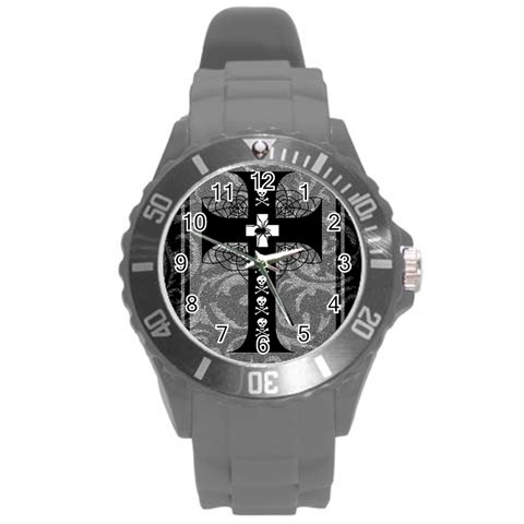 Spider Web Cross Round Plastic Sport Watch Large from ArtsNow.com Front