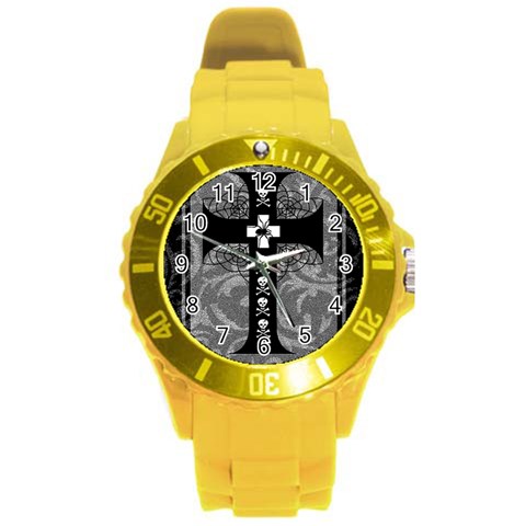 Spider Web Cross Round Plastic Sport Watch Large from ArtsNow.com Front