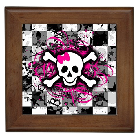 Splatter Girly Skull Framed Tile from ArtsNow.com Front