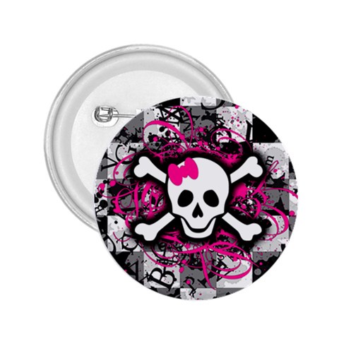 Splatter Girly Skull 2.25  Button from ArtsNow.com Front