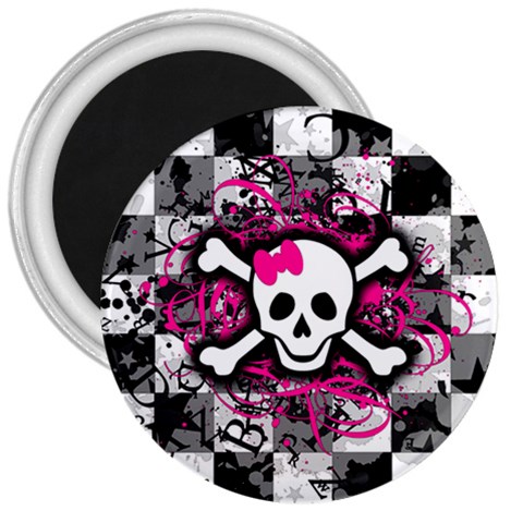 Splatter Girly Skull 3  Magnet from ArtsNow.com Front