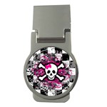 Splatter Girly Skull Money Clip (Round)