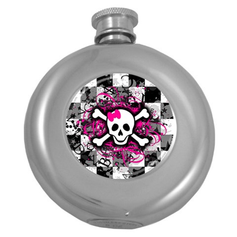 Splatter Girly Skull Hip Flask (5 oz) from ArtsNow.com Front