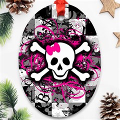 Splatter Girly Skull Oval Ornament (Two Sides) from ArtsNow.com Front