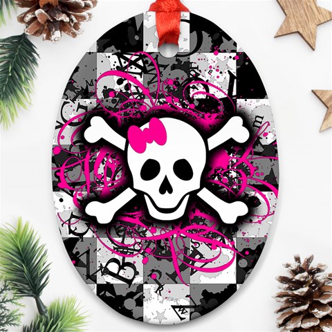 Splatter Girly Skull Oval Ornament (Two Sides) from ArtsNow.com Back