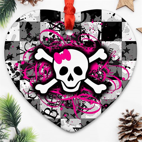 Splatter Girly Skull Heart Ornament (Two Sides) from ArtsNow.com Back