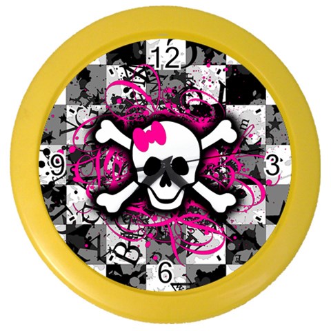 Splatter Girly Skull Color Wall Clock from ArtsNow.com Front