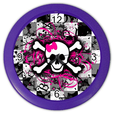 Splatter Girly Skull Color Wall Clock from ArtsNow.com Front