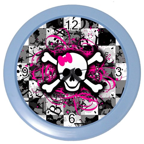 Splatter Girly Skull Color Wall Clock from ArtsNow.com Front