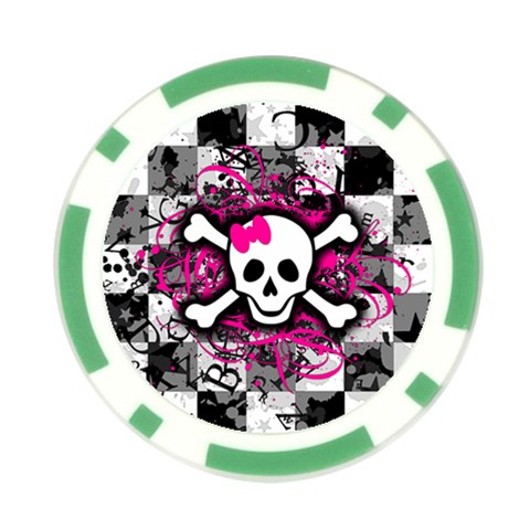 Splatter Girly Skull Poker Chip Card Guard from ArtsNow.com Front