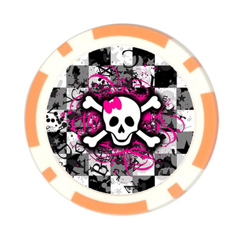 Splatter Girly Skull Poker Chip Card Guard from ArtsNow.com Front