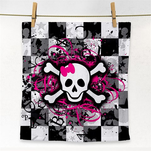 Splatter Girly Skull Face Towel from ArtsNow.com Front