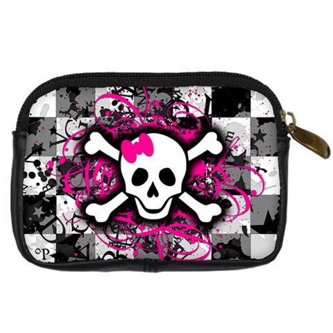 Splatter Girly Skull Digital Camera Leather Case from ArtsNow.com Back