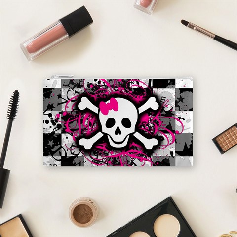 Splatter Girly Skull Cosmetic Bag (Small) from ArtsNow.com Front