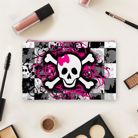 Splatter Girly Skull Cosmetic Bag (Medium) from ArtsNow.com Front