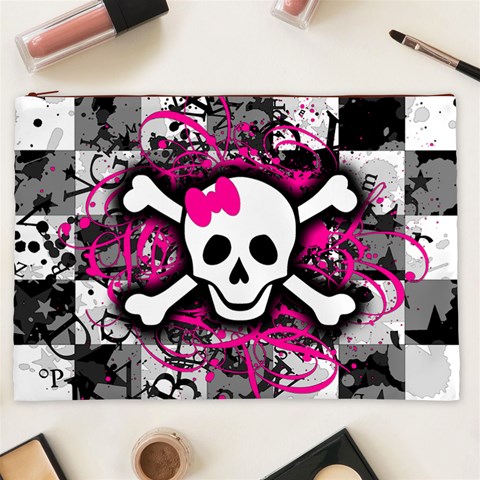 Splatter Girly Skull Cosmetic Bag (XXL) from ArtsNow.com Front